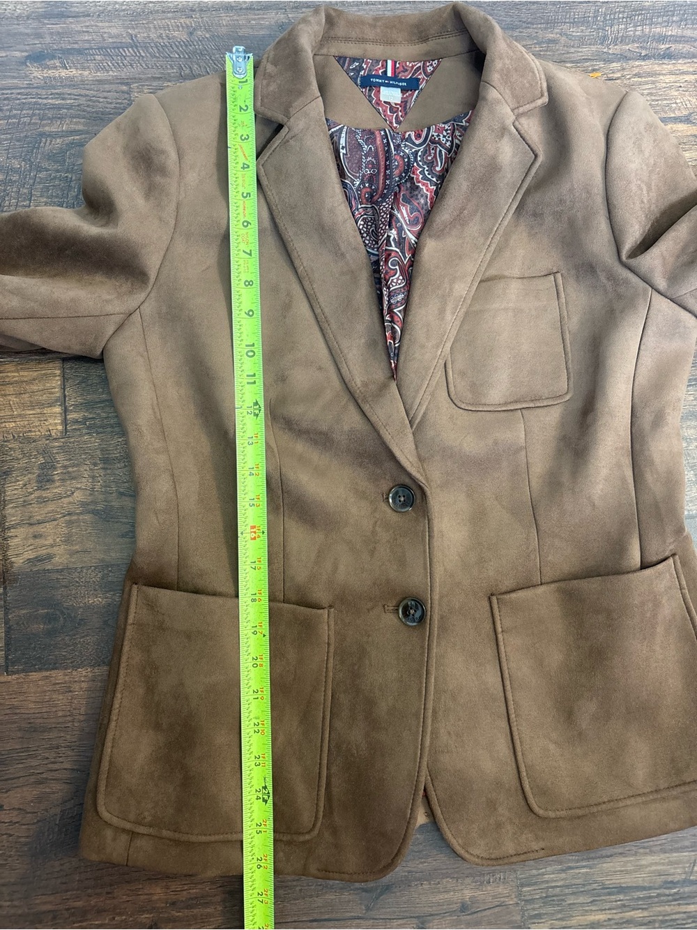 Tommy Hilfiger women's faux suede blazer Paisley Lining size 12 Like new - Picture 5 of 8